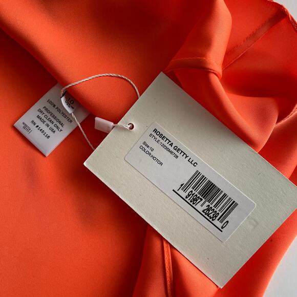 NWT Rosetta Getty Twist Front Slip Dress Size 10 Orange Fluid Satin - Picture 11 of 16